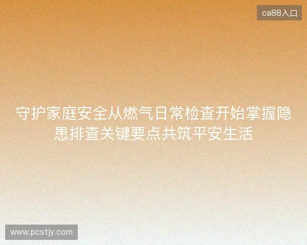 守护家庭安全从燃气日常检查开始掌握隐患排查关键要点共筑平安生活