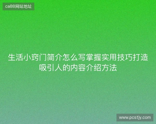 生活小窍门简介怎么写掌握实用技巧打造吸引人的内容介绍方法